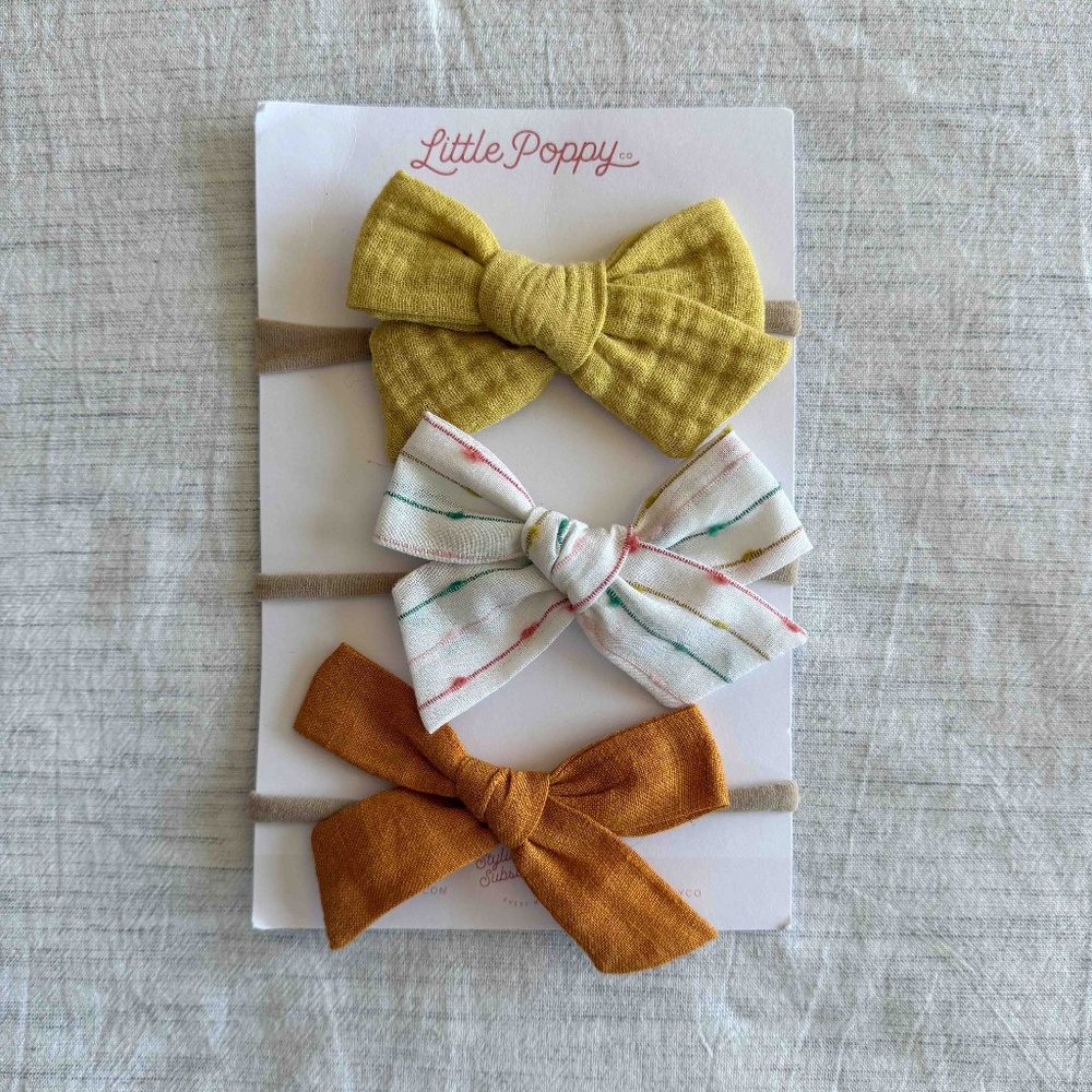 Little Poppy Co Headband with Bow - 3 Pack - Yellow, Orange and White